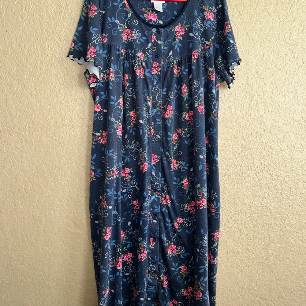 Floral Nightgown in Blue and Pink